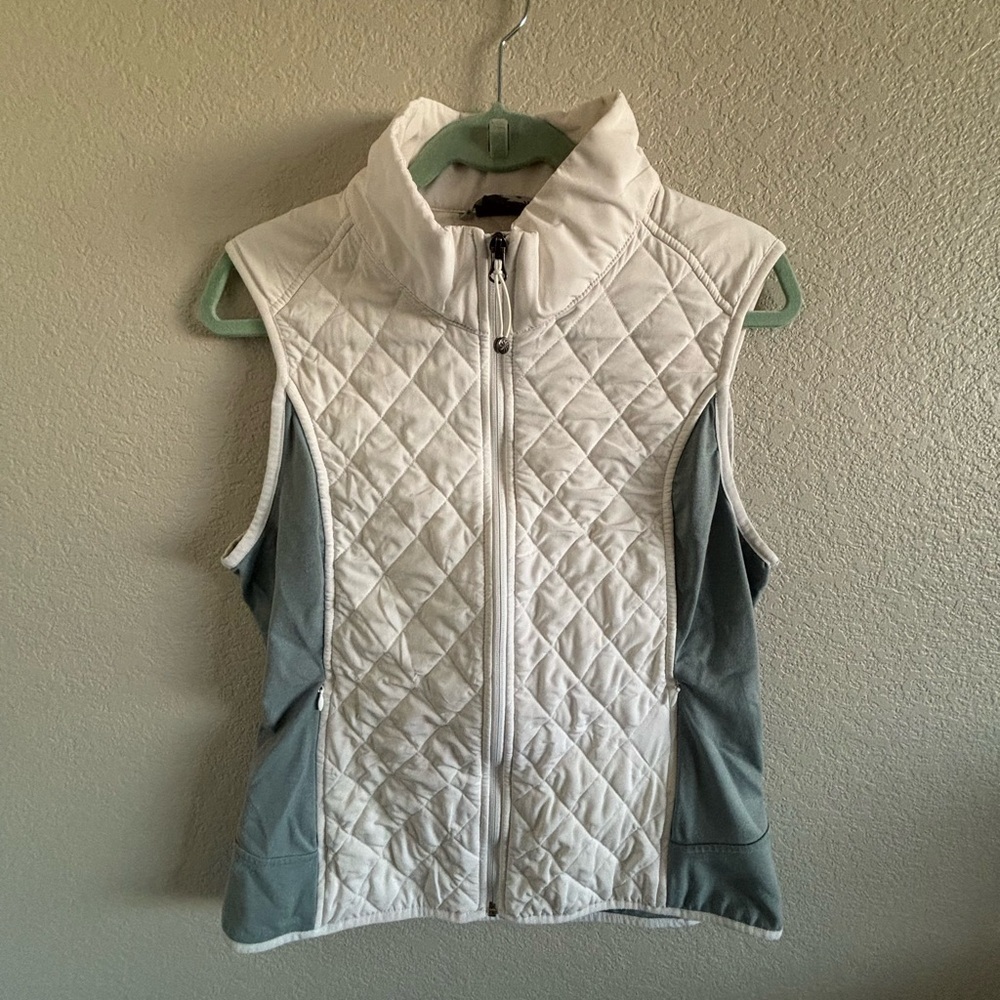 Athleta White and Gray Quilted Vest